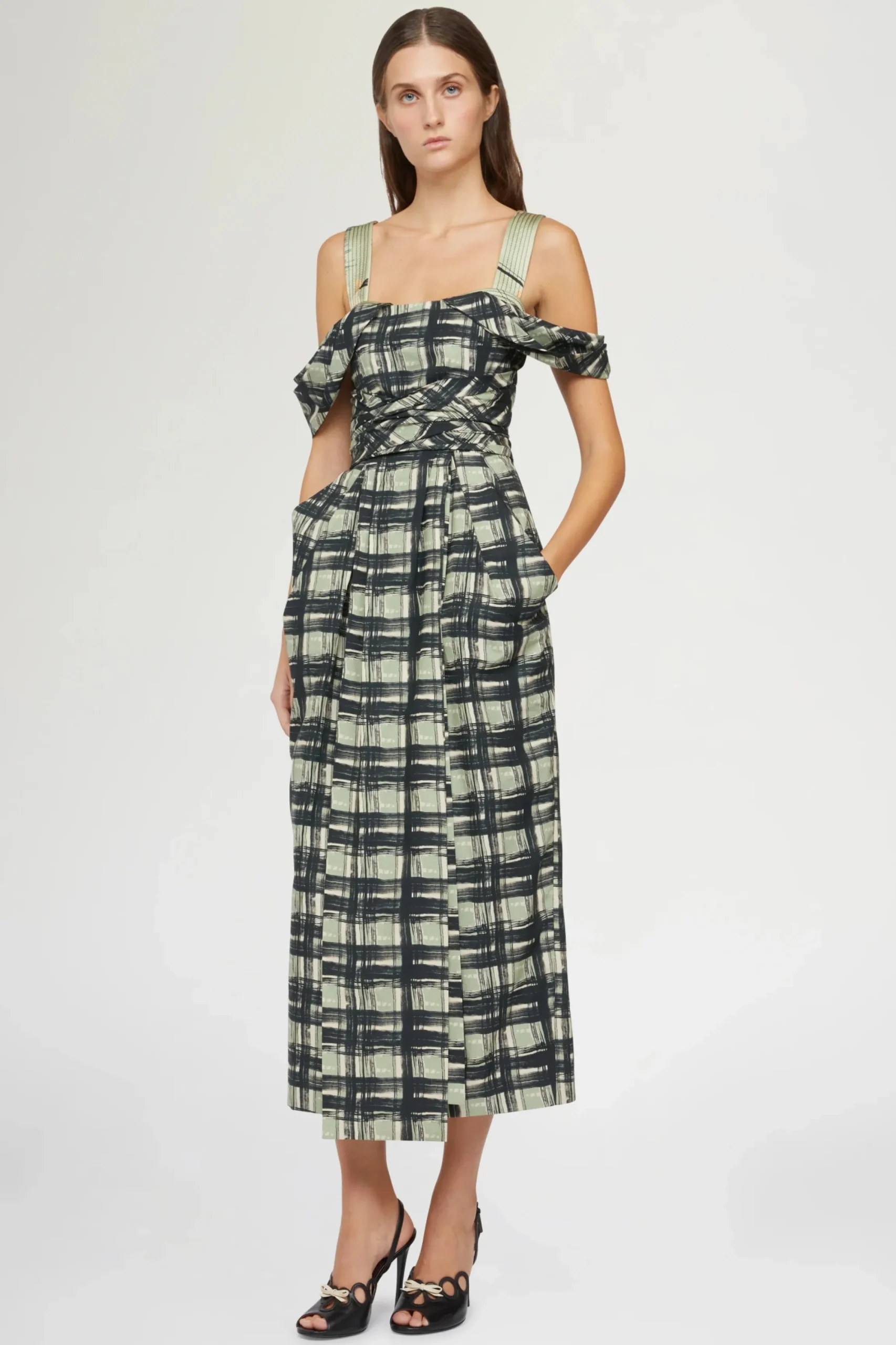 Fashion Abito Midi Quadri Donna Abiti