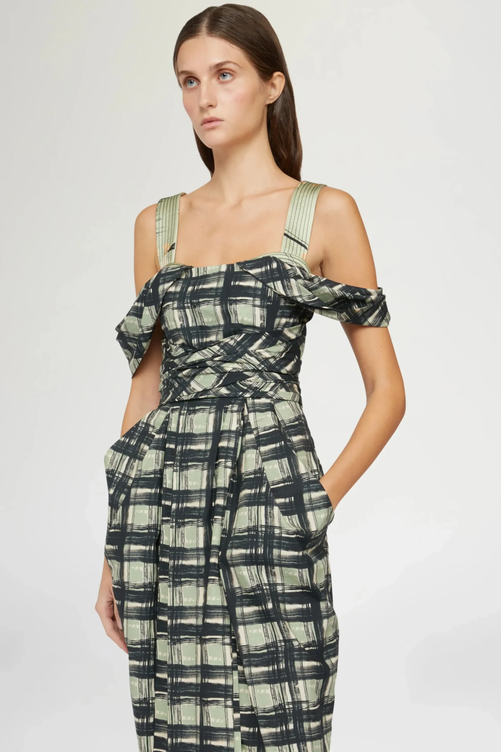 Fashion Abito Midi Quadri Donna Abiti