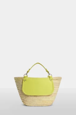 Sale Borsa di Paglia Grande Gialla Donna Borse