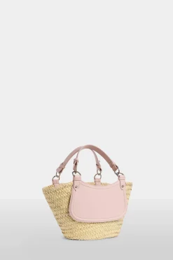 Fashion Borsa di Paglia Media Rosa Donna Borse