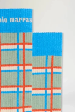 Fashion Calze a Quadri Verdi e Blu Donna Accessori Morbidi|Uomo