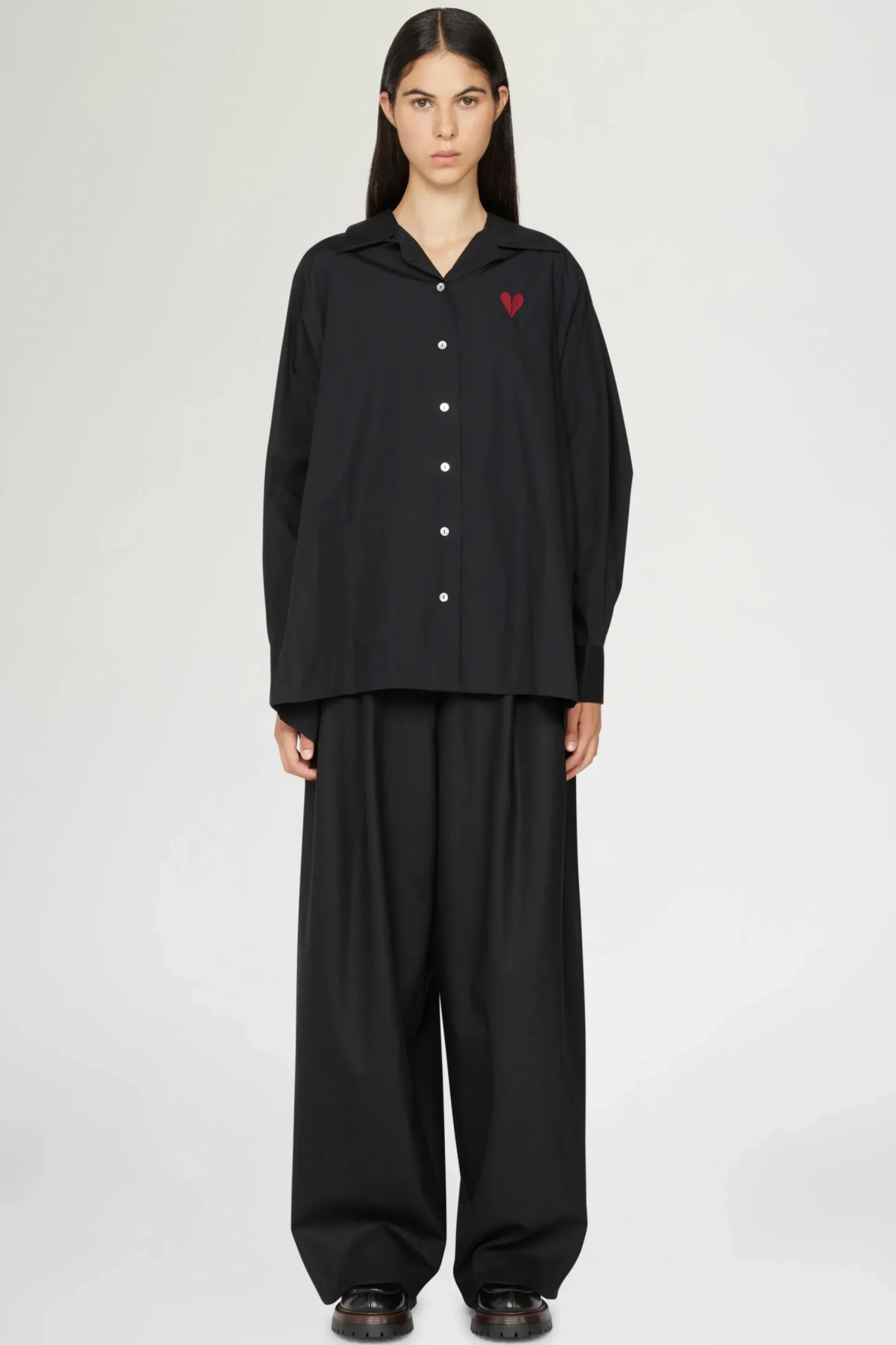 Discount Camicia Cuore Spezzato Nera Donna Camicie E Bluse