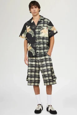 Clearance Camicia stampa Floreale e Quadri Uomo Uomo