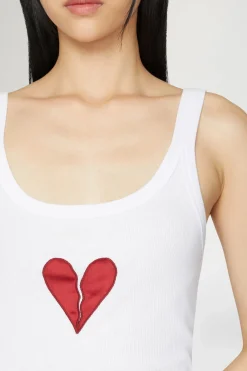 Clearance Canotta Cuore Spezzato Bianca Donna Magliette E Top|Uomo