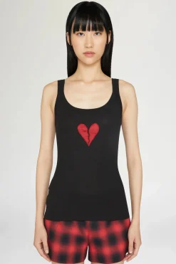 Clearance Canotta Cuore Spezzato Nera Donna Magliette E Top|Uomo