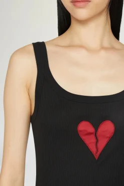 Clearance Canotta Cuore Spezzato Nera Donna Magliette E Top|Uomo