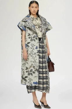 Hot Cappotto in Denim Stampa Tropicale Donna Giacche E Capispalla