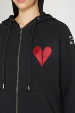 Online Felpa con cappuccio con cuore spezzato e cerniera Donna Magliette E Top|Uomo