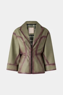 Clearance Giacca di Pelle Verde Donna Giacche E Capispalla