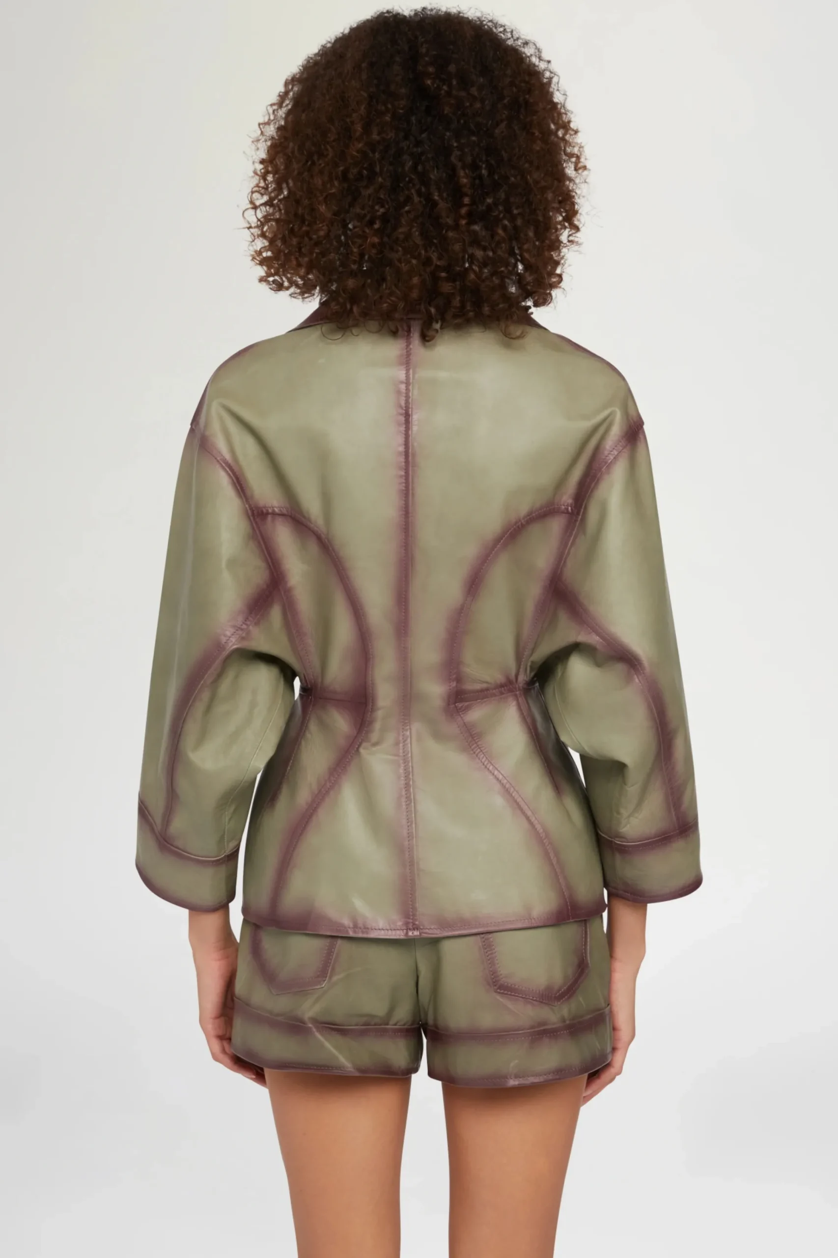 Clearance Giacca di Pelle Verde Donna Giacche E Capispalla