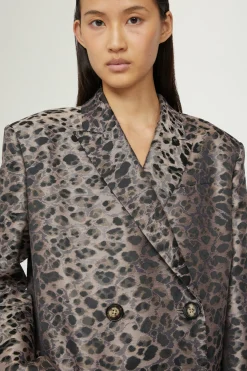 Sale Giacca Doppiopetto Stampa Animalier Donna Giacche E Capispalla