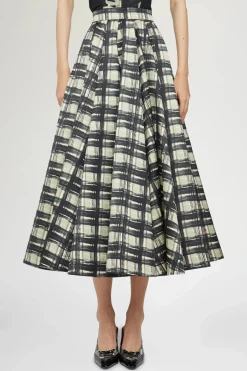 New Gonna Midi a Pieghe Quadri Donna Gonne