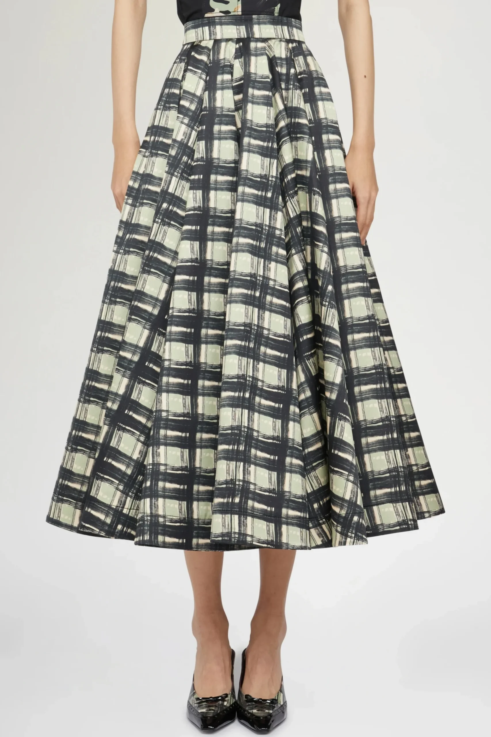 New Gonna Midi a Pieghe Quadri Donna Gonne