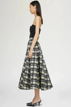 New Gonna Midi a Pieghe Quadri Donna Gonne