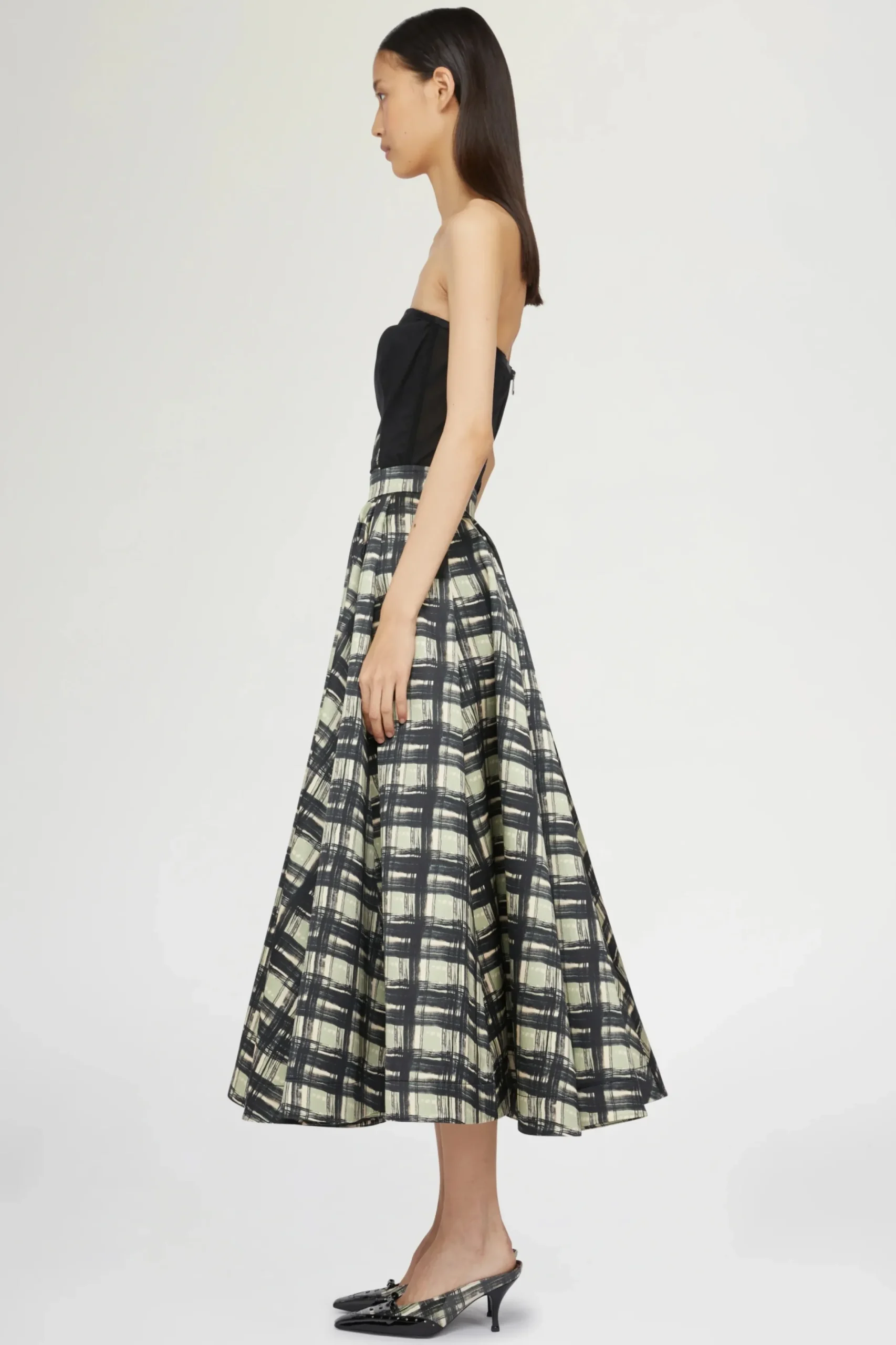 New Gonna Midi a Pieghe Quadri Donna Gonne