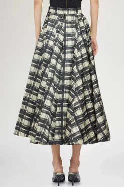 New Gonna Midi a Pieghe Quadri Donna Gonne