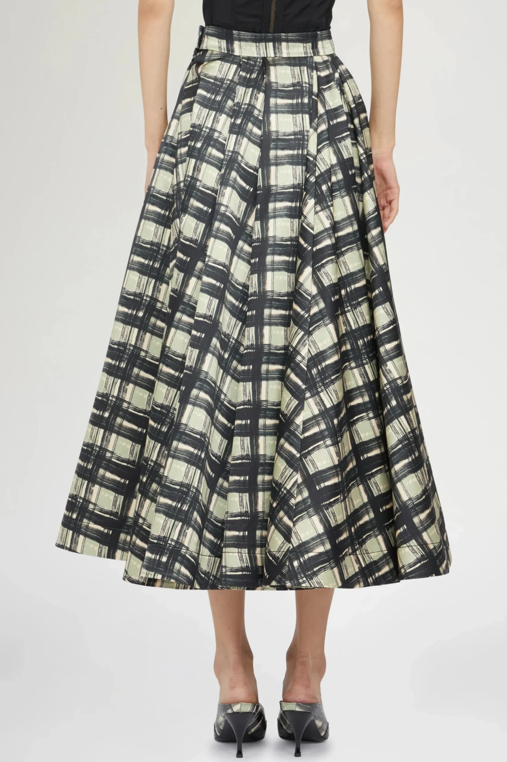 New Gonna Midi a Pieghe Quadri Donna Gonne