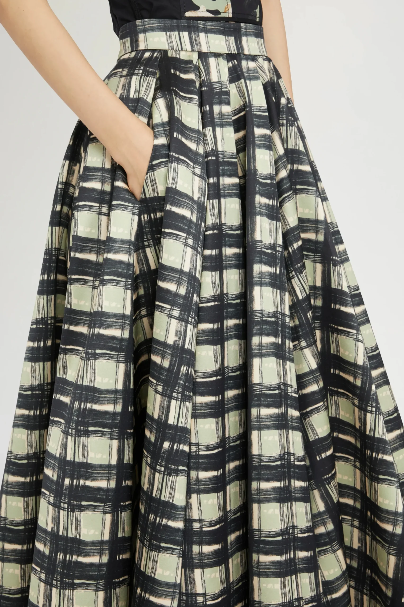 New Gonna Midi a Pieghe Quadri Donna Gonne