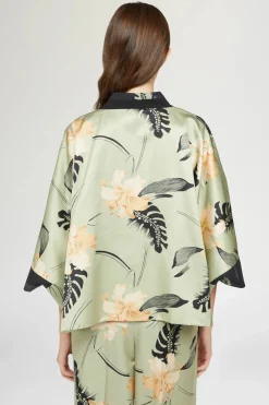 Online Kimono Stampa Ibiscus Donna Giacche E Capispalla