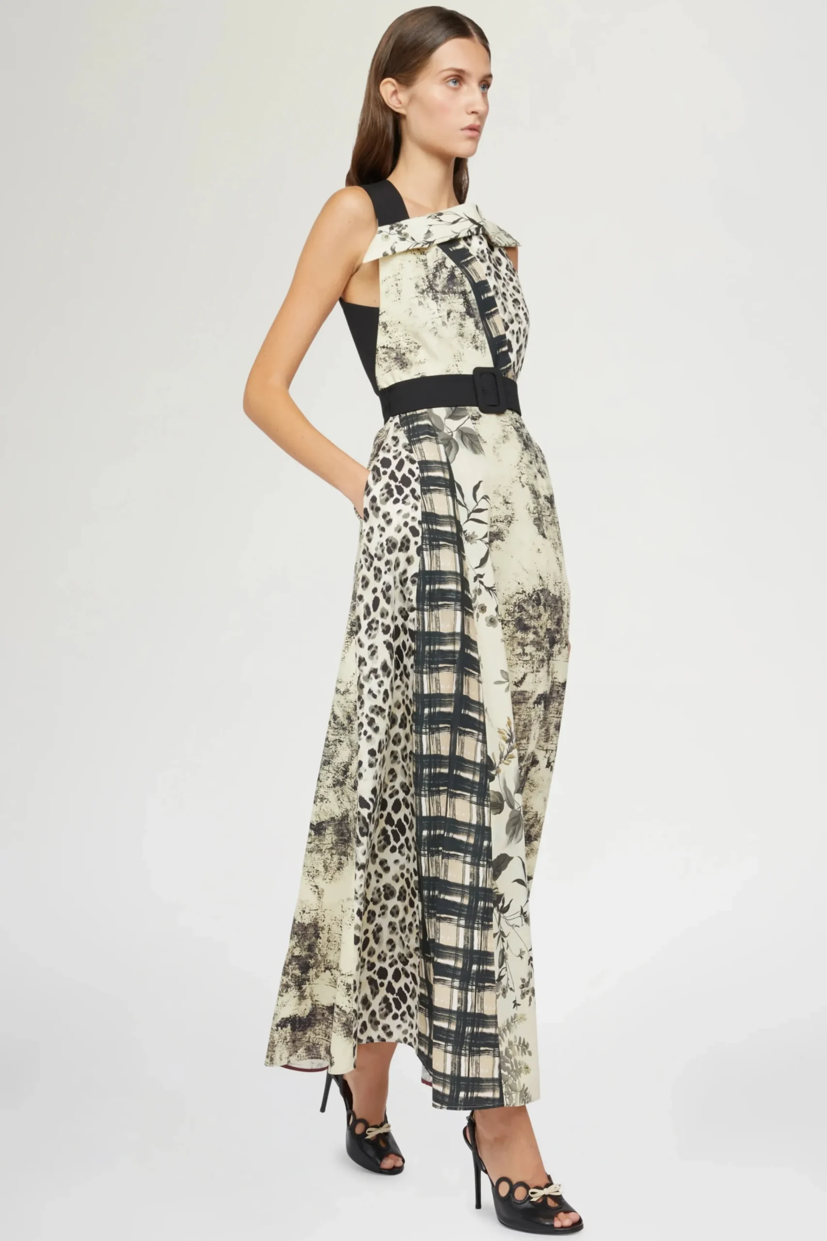 Outlet Midi Abito Stampa Tropicale & Leopardo Donna Abiti