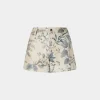 Sale Pantaloncini di Pelle Stampa Tropicale Donna Pantaloni