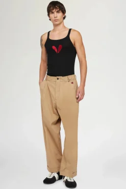 Hot Pantaloni di Cotone Beige Uomo Uomo