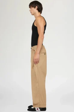 Hot Pantaloni di Cotone Beige Uomo Uomo