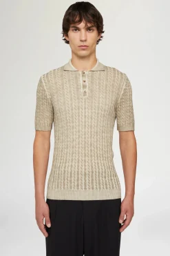 Outlet Polo in Maglia Beige Uomo Uomo