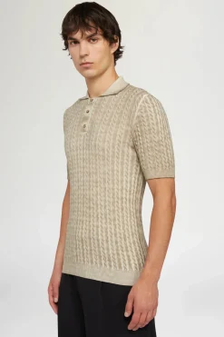 Outlet Polo in Maglia Beige Uomo Uomo
