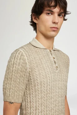 Outlet Polo in Maglia Beige Uomo Uomo