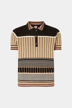 New Polo in Maglia Beige & Nera Uomo Uomo