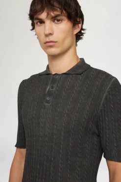 Outlet Polo in Maglia Grigia Uomo Uomo