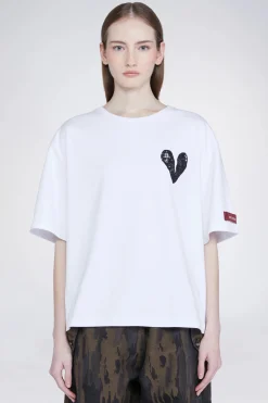 Discount T-shirt Cuore Bianca Donna Magliette E Top