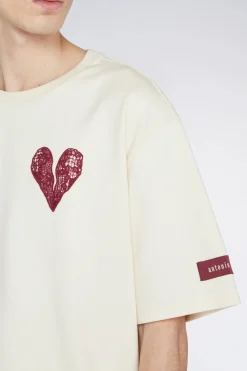 Hot T-shirt Cuore Crema Uomo Uomo