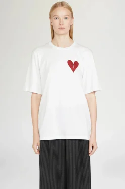 Fashion T-shirt Cuore Spezzato Bianca Donna Magliette E Top