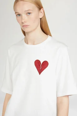 Fashion T-shirt Cuore Spezzato Bianca Donna Magliette E Top