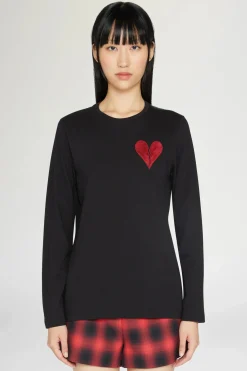 Fashion T-shirt Cuore Spezzato Lunga Nera Uomo Uomo