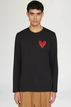 Fashion T-shirt Cuore Spezzato Lunga Nera Uomo Uomo