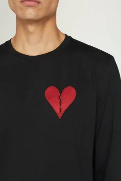 Fashion T-shirt Cuore Spezzato Lunga Nera Uomo Uomo