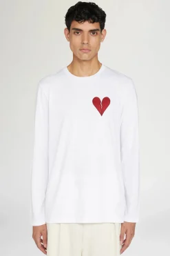 Clearance T-shirt Cuore Spezzato Lunga Bianca Uomo Uomo