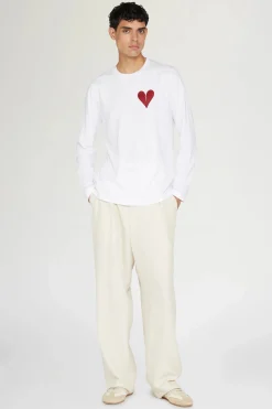 Clearance T-shirt Cuore Spezzato Lunga Bianca Uomo Uomo