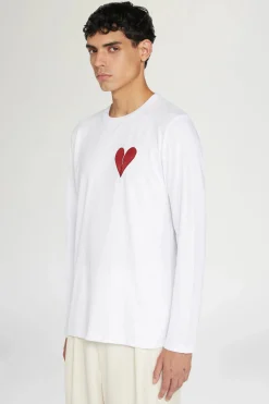 Clearance T-shirt Cuore Spezzato Lunga Bianca Uomo Uomo