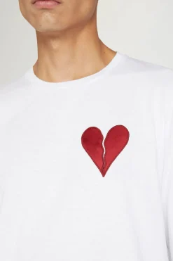 Clearance T-shirt Cuore Spezzato Lunga Bianca Uomo Uomo