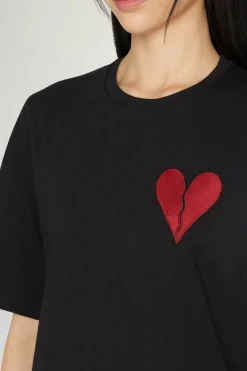 Online T-shirt Cuore Spezzato Nera Donna Magliette E Top|Uomo