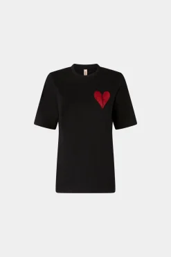 Online T-shirt Cuore Spezzato Nera Donna Magliette E Top|Uomo