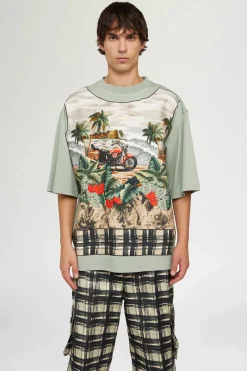 New T-shirt in Cotone Verde Uomo Uomo